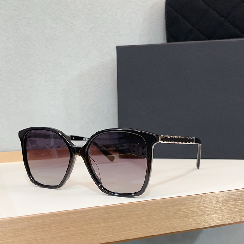 Designer Sunglasses For Women 5546 Black Acetate Gradient Lens trendy street shooting leisure vacation party sunglasses CH luxury brand Square glasses