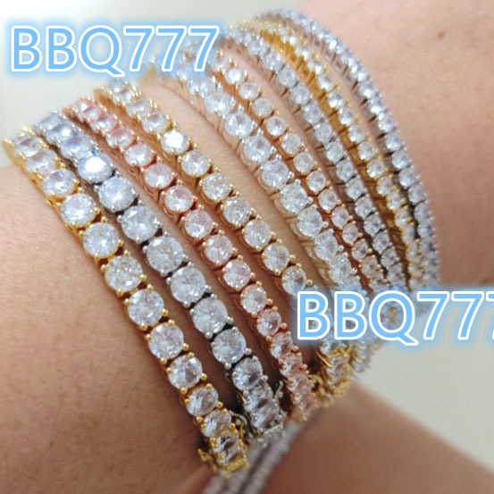 Custom Bracelet 3mm 4mm 5mm Hip Hop Jewelry Bling Crystal Zircon Diamond Tennis Bracelets