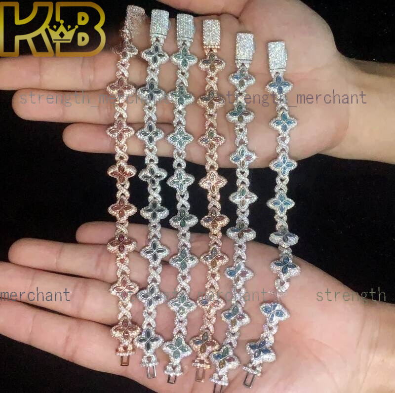 Best Selling Moissanite Diamond 925 Sterling Silver Rhodium Plated Moissanite Bracelet Men Cuban Link Bracelet