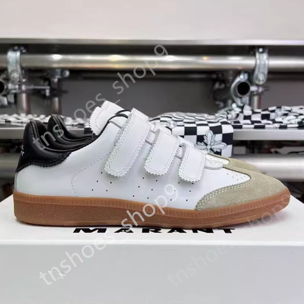 Designer Runway Shoes Isabell Paris Marantshoes Sneakers Beth Grip-strap Leather Low-top Beth Leather Sneakers Fashion Isabel White Black Trainers Size 35-40