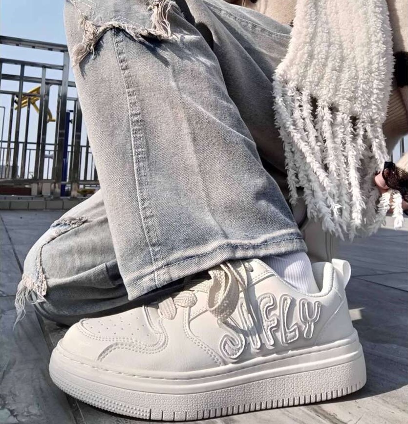 Jifffly Bread 2025 Summer New White Women Height Increasing Casual Shoes Versatile Sneakers for Men