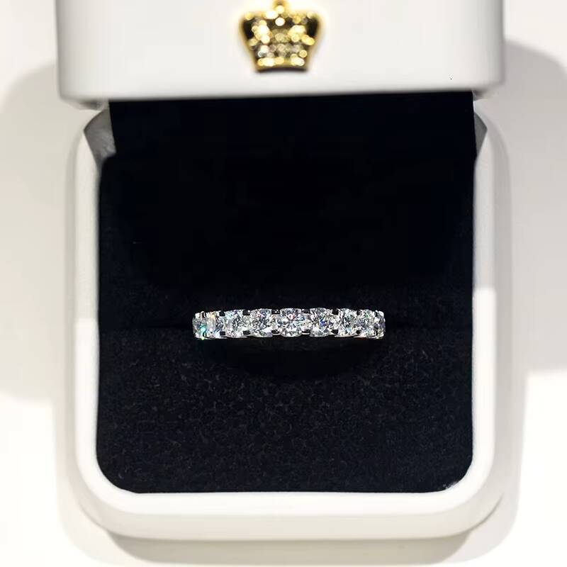 925 Sterling Silver Jewelry VVS 3.5mm Moissanite Diamond Eternity Band Ring