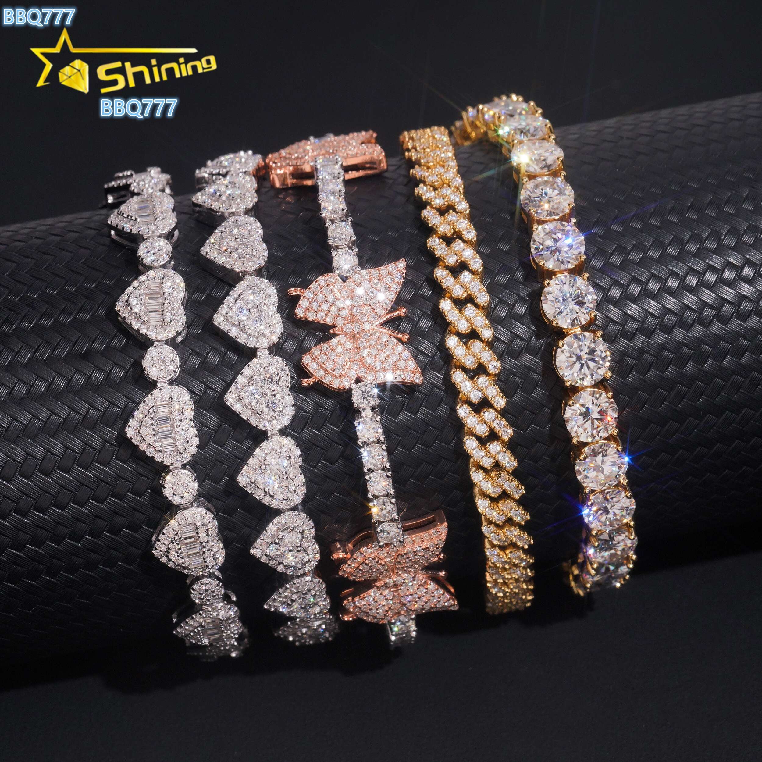 Wholesale Sterling Silver 925 Moissanite Pass Diamond Test Bracelets Hip Hop Mens Jewelry Iced Out Moissanite Cuban Link