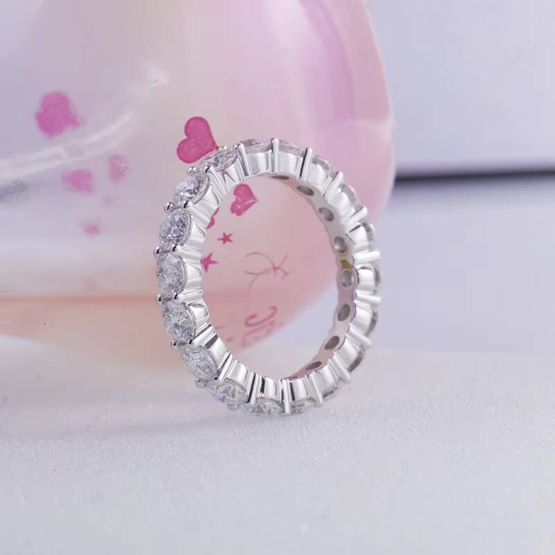 10k 14k 18K White Gold Eternity Ring Wedding Moissanite Band Ring Fine Jewelry Women Round Brilliant Cut Moissanite Diamond Ring
