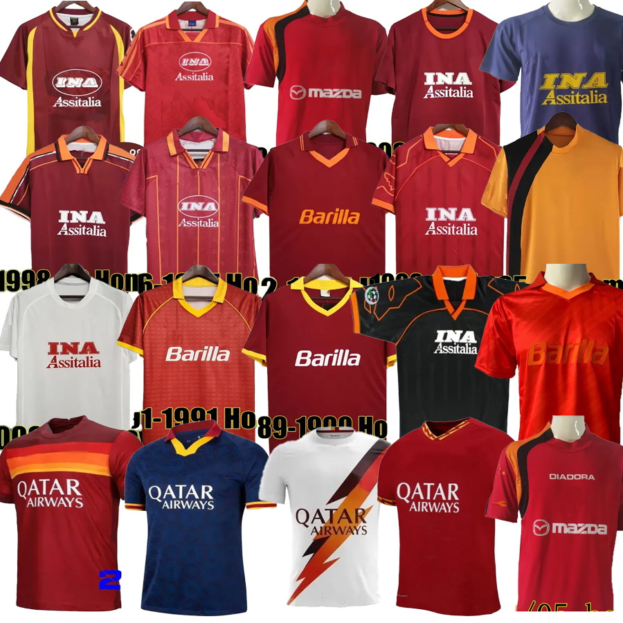 Retro rome soccer jerseys TOTTI 82 83 1998 99 2000 01 02 05 06 07 17 18 19 20 21 NAKATA DE ROSSI MONTELLA BATISTUTA GURENKO PELLEGRINI Dzeko CAFU Retrio kids football shirt