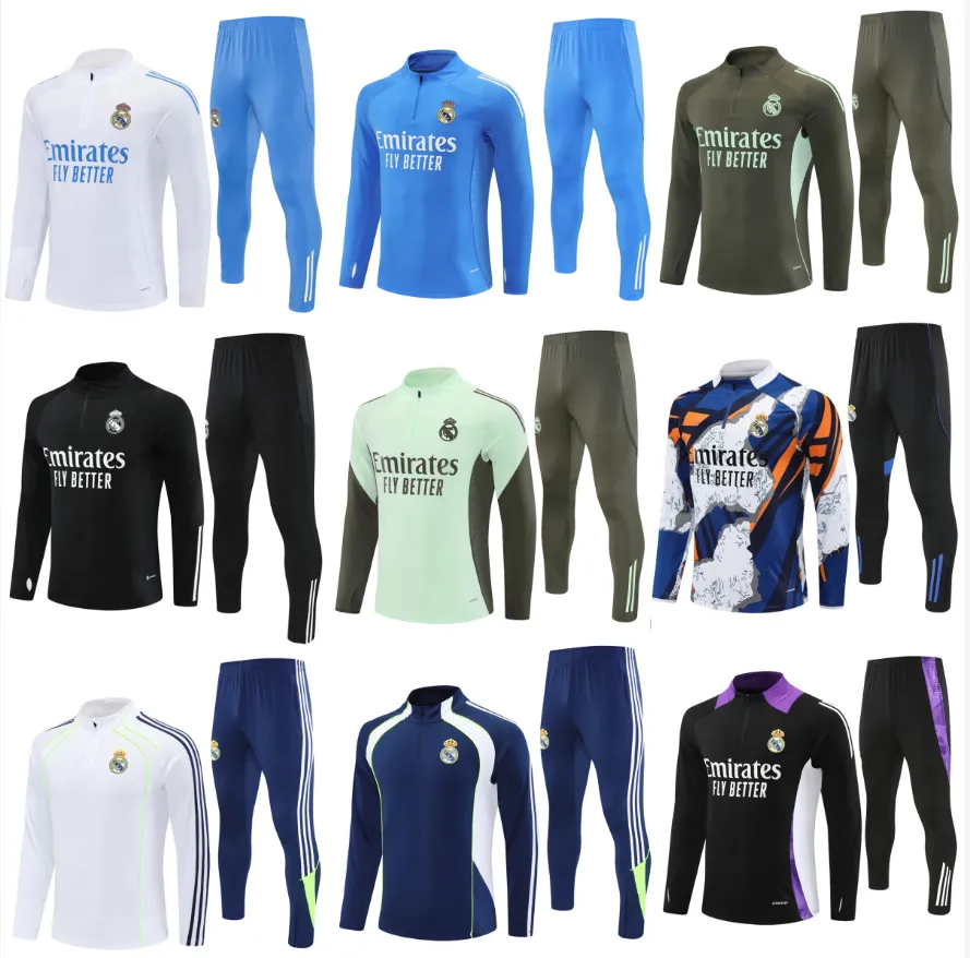 Real10Madrid 2025 2026 mbappe football tracksuit 24 25 pulled Long BELGHAM VINI JR Sleeves training suit jogging kits Men kids chandal futbol survetement