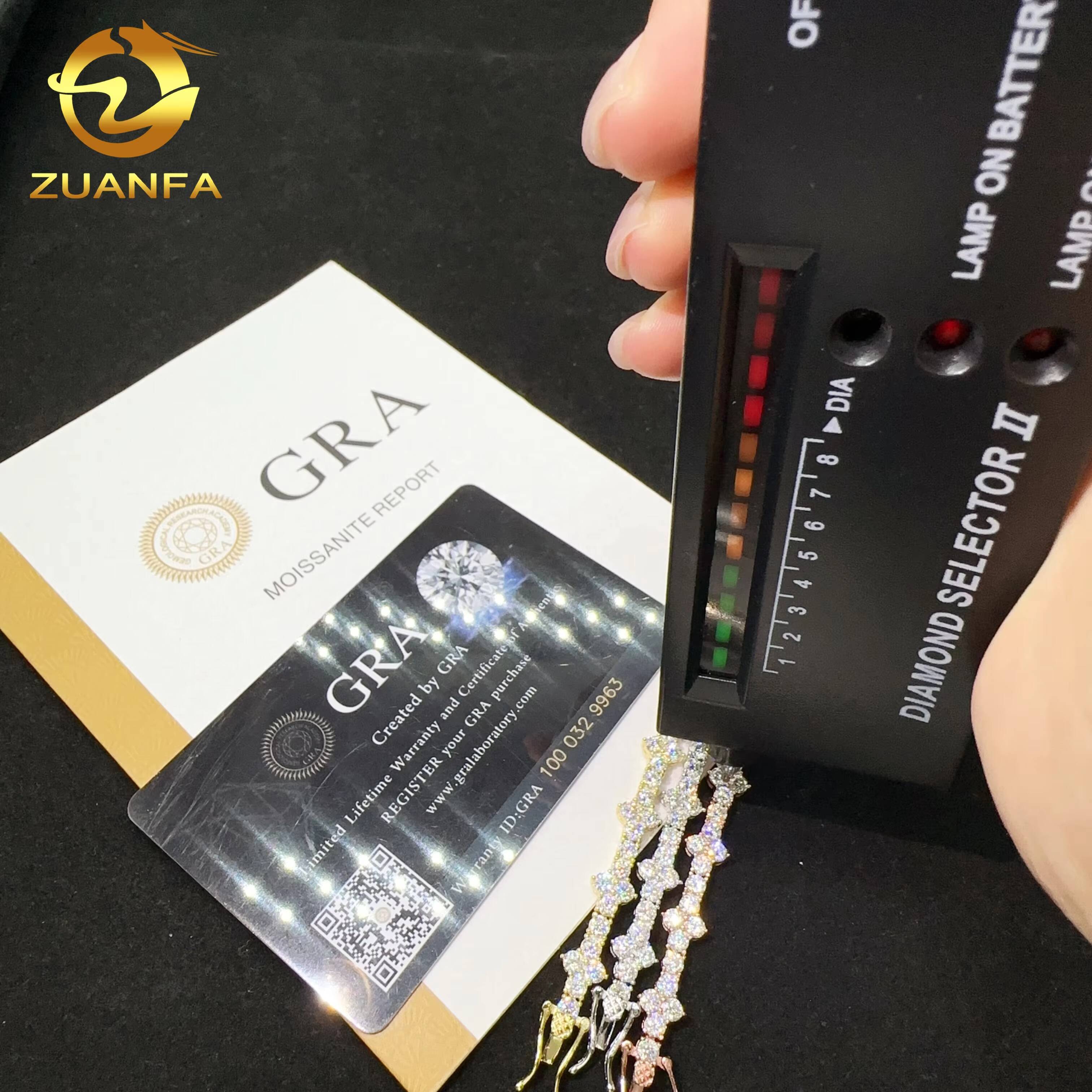 Hot Selling Sterling Silver 925 Lab Diamond Jewelry Iced Out Vvs Moissanite Hip Hop Jewelry Tennis Chain Bracelet