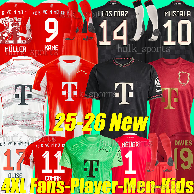 4XL 2025/26 KANE LUIS DIAZ soccer jerseys BAYERNS Munich MUSIALA OLISE COMAN GNABRY GORETZKA KIMMICH J.PALHINHA DAVIES NEUER men kids kit socks sets football shirts