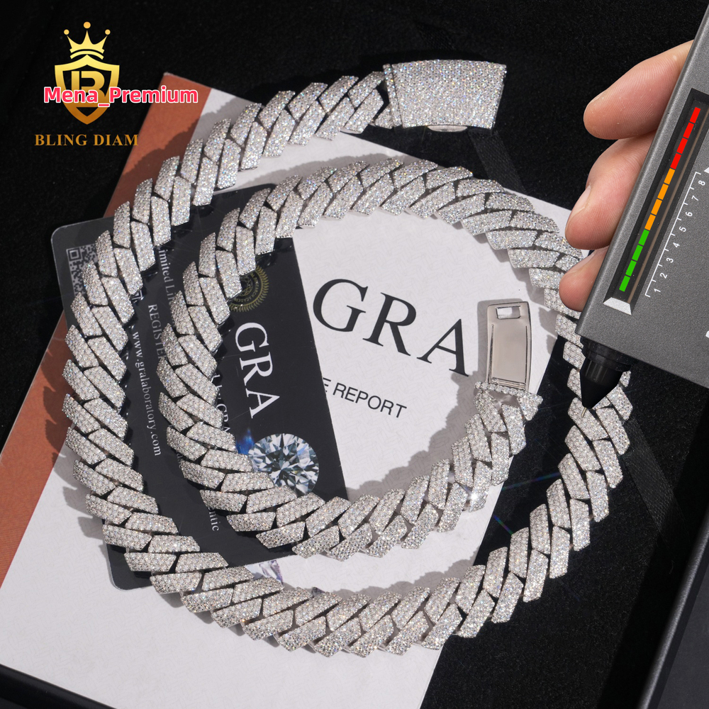 Factory Custom Newest 20MM Hip Hop Rapper Luxury Pass Diamond Tester VVS Moissanite Cuban Link Chain Necklace Men