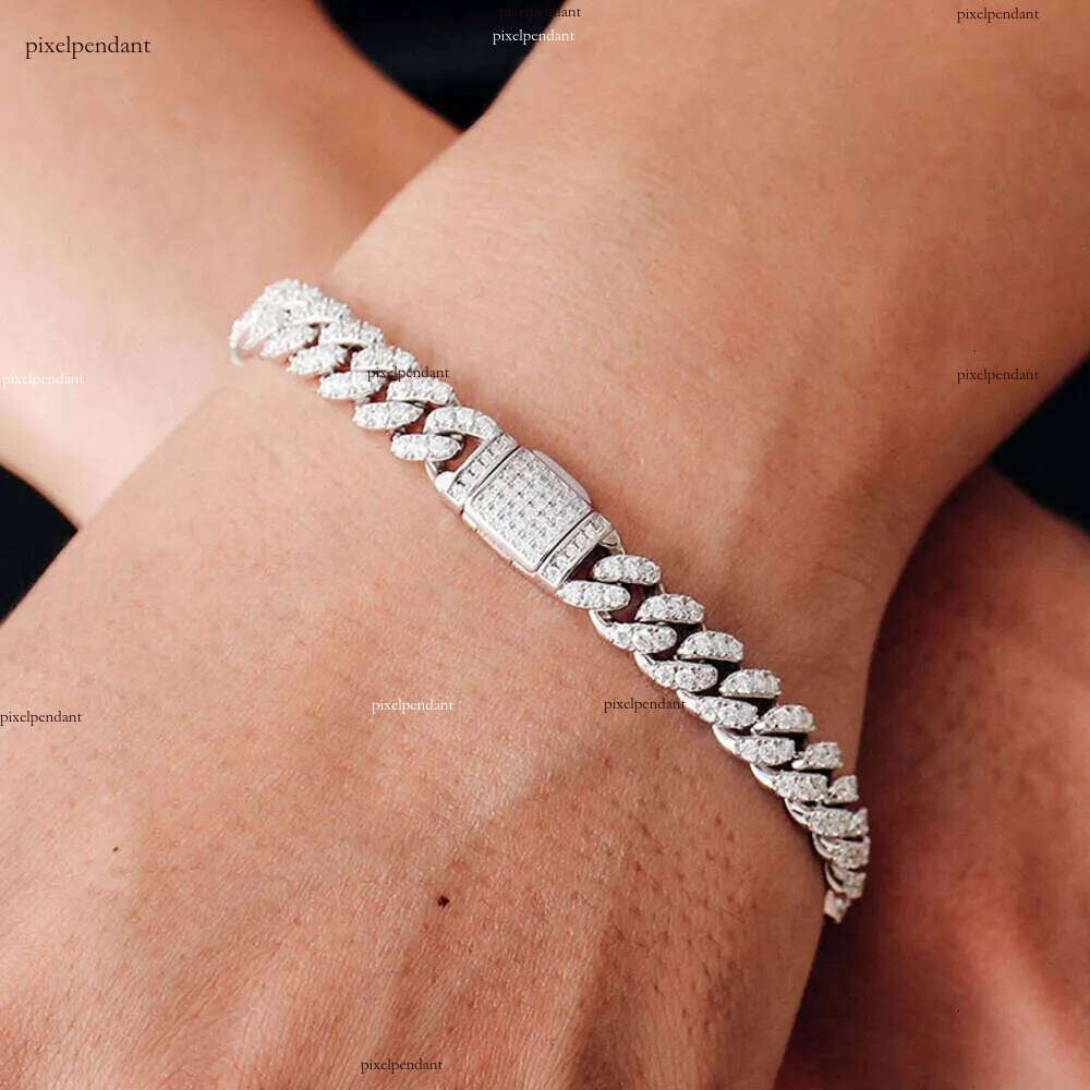 Hot Sale 20mm Hip Hop Link Sier Gold Plated Necklace Iced Out Cuban Chain Moissanite