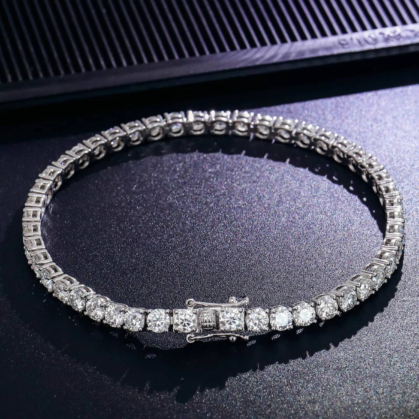 Iced Out 925 Sterling Silver Tennis Bracelet Rose White Yellow Tennis Chain 4mm Moissanite Diamond Bracelet for Man Women