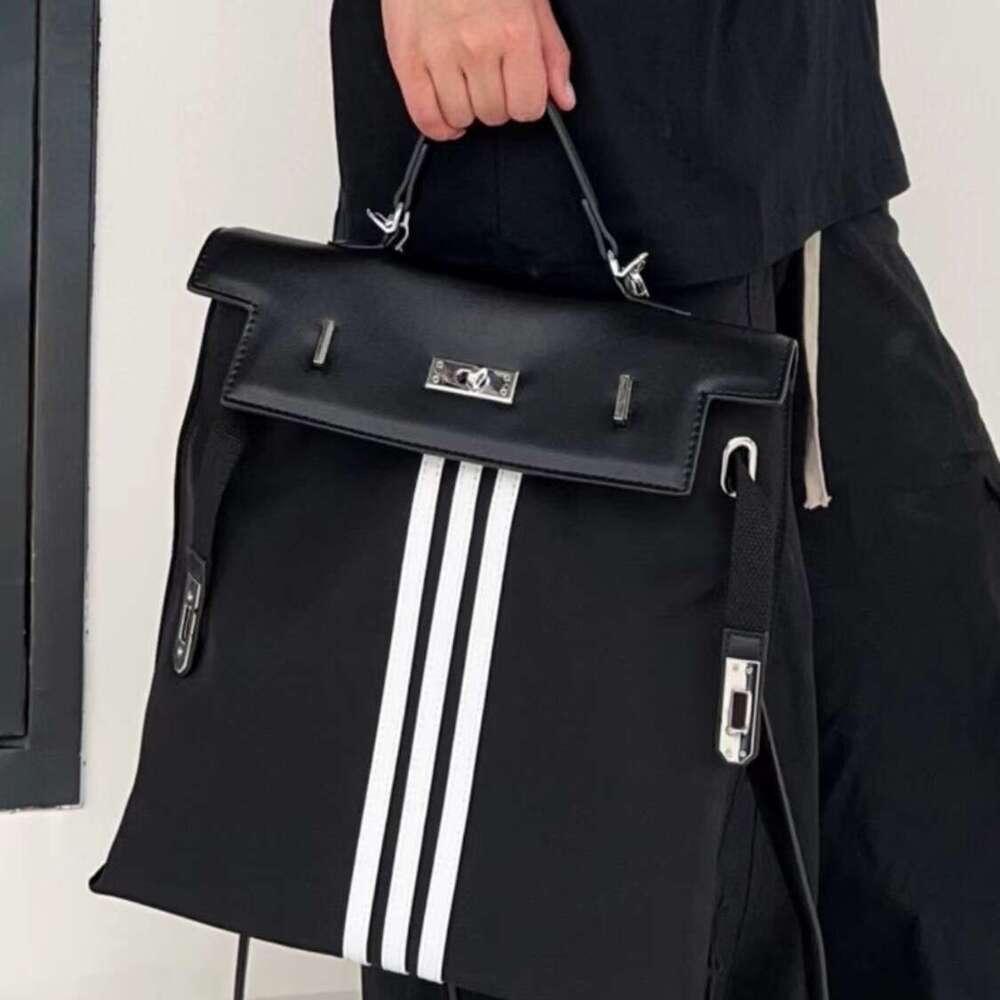 2025 Summer New Striped Handbag Tote Fashion Canvas Small Bag Niche Backpack High-end Feel