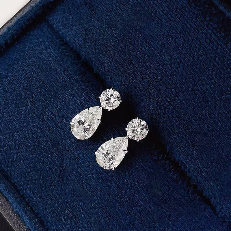 IGI Certified Lab Grown Diamond Stud Earrings 18K Solid Gold Pear Drop Eardrop Unique and Elegant Jewelry