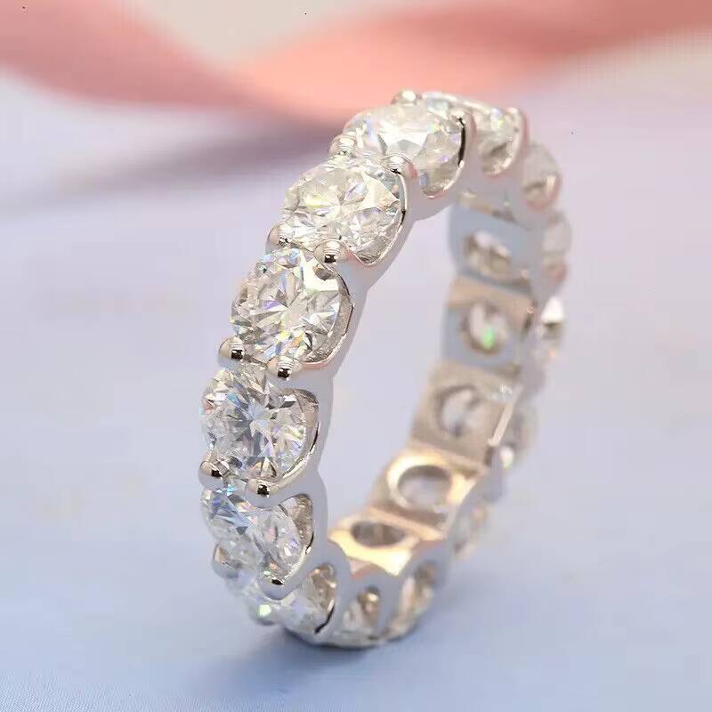 Wholesale Factory Price S925 Sterling Silver Engagement Wedding Ring VVS1 Moissanite Diamond Full Eternity Band Ring