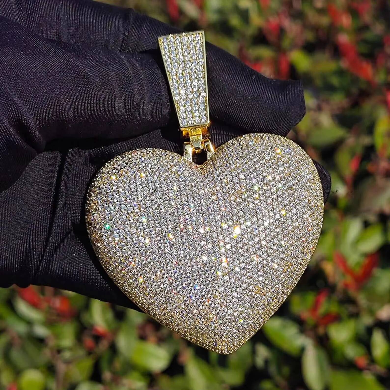 IGI Certified VVS Moissanite Diamond Pendant Custom 18K Rose Gold Plated Fine Jewelry Heart Shape Hip Hop Iced Pendants Charms