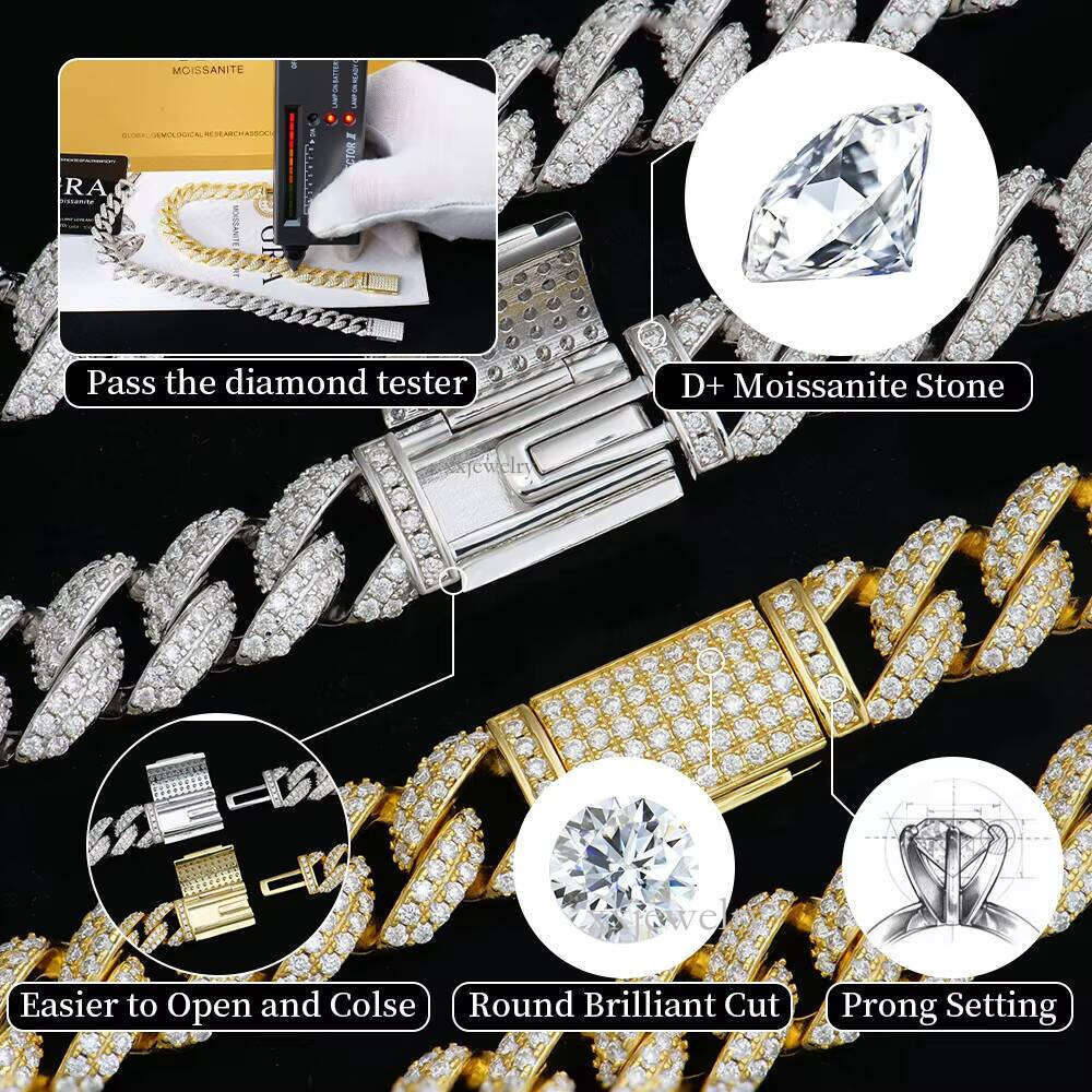 Pure Sier Handmade Set Hip-Hop Iced Champion Cross VVS Moissanite Men's Ring