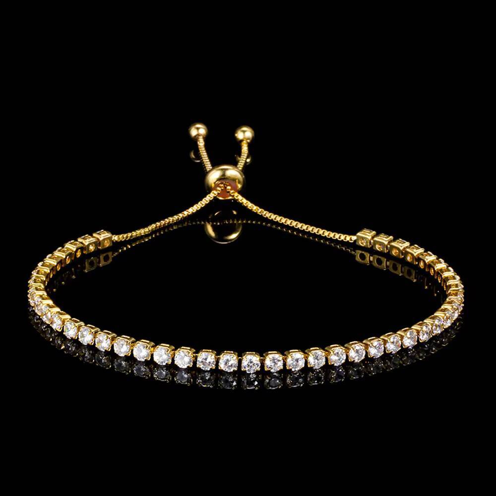 RQ Wholesale Cubic Zirconia 14K 18K Rose Gold Silver 3mm Tennis Chain Women Men Iced Out Crystal CZ Diamond Tennis Bracelet