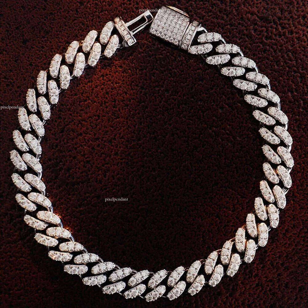 Hot Sale 20mm Hip Hop Link Sier Gold Plated Necklace Iced Out Cuban Chain Moissanite
