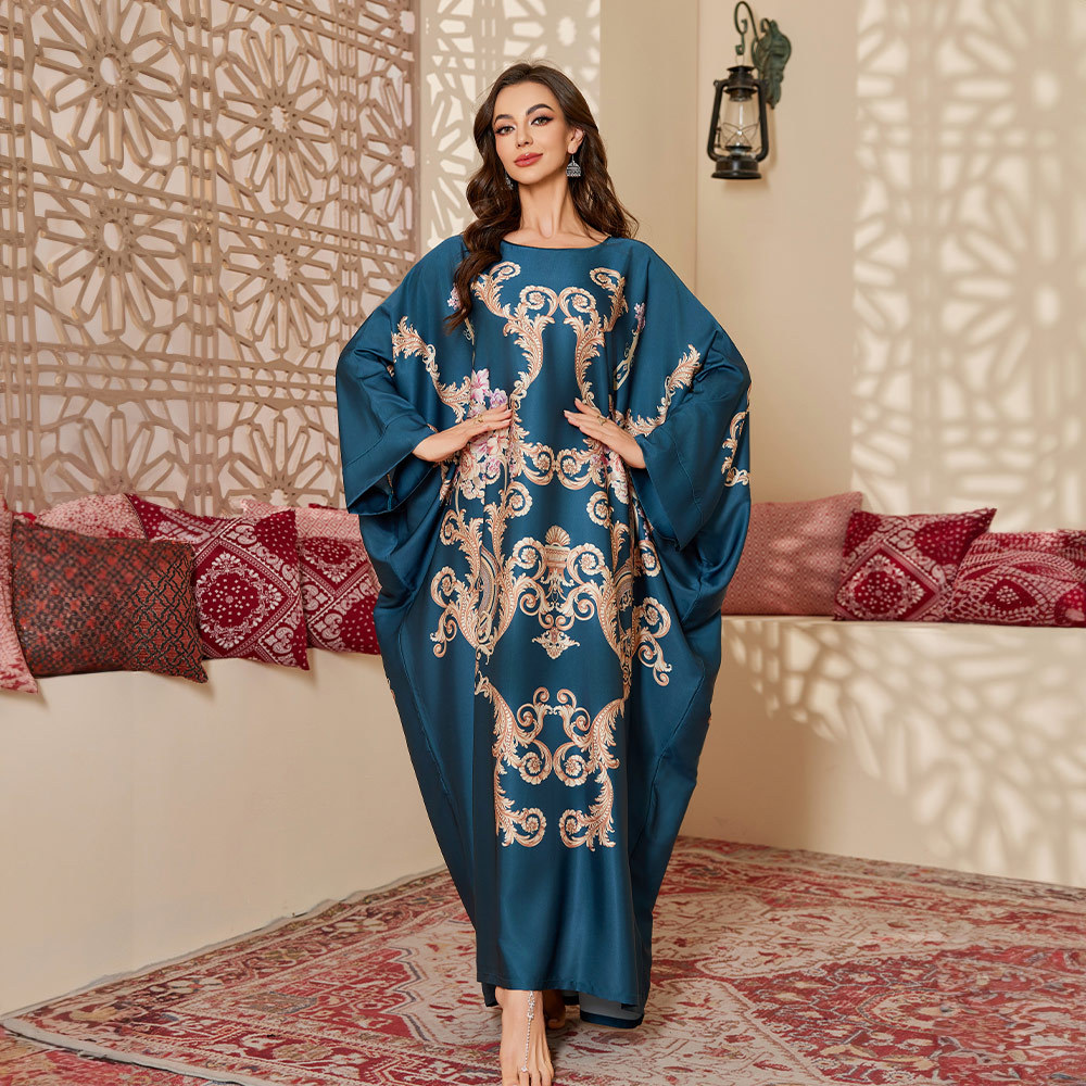 Outfits For Woman New large-size pajamas for women suitable for spring and autumn Chinese style made of satin with gorgeous prints long nightgown
