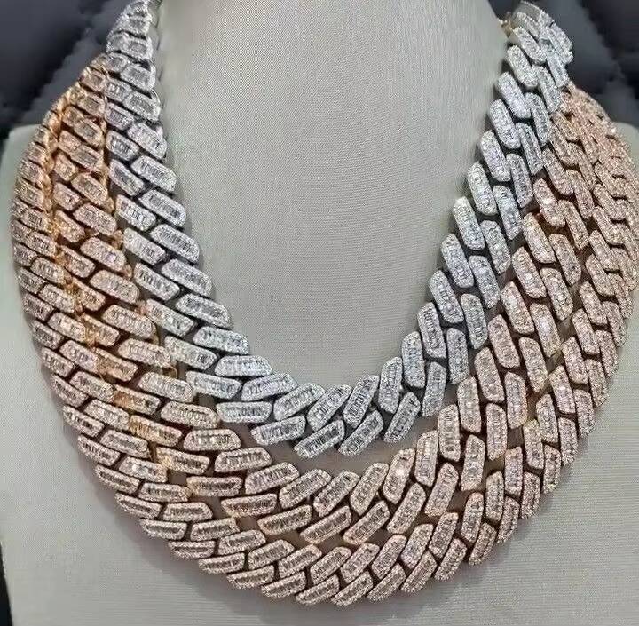 Thick Metal Stainless Steel Real 18K Gold Plated 12MM Vvs Diamond Flat Cut Curb Link Miami Cuban Chain Necklace Bracelet Watch