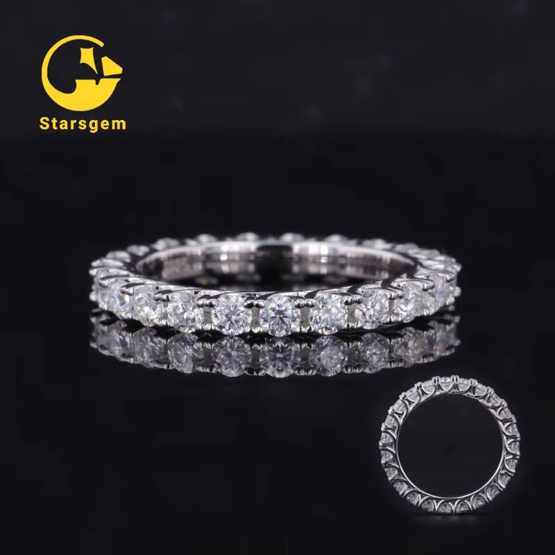 2025 Wedding Band 2.5mm Round Brilliant Cut 925 Silver Jewelry Fashion Moissanite Sterling Silver Rings for Wedding Party