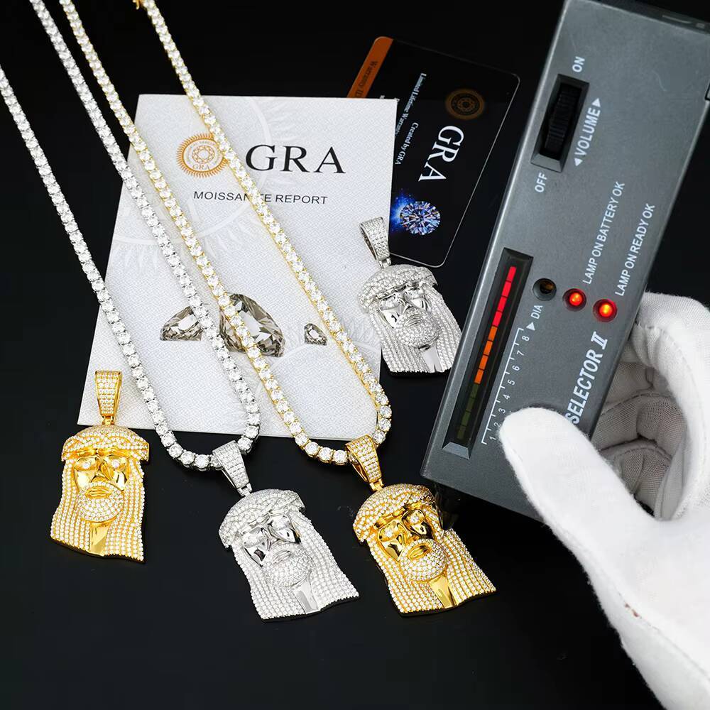 Custom Small Jesus 925 Sterling Silver Hip Hop Ice Out Diamond Gra Vvs Cuban Fine Jewelry Mossanite Moissanite Pendant for Men