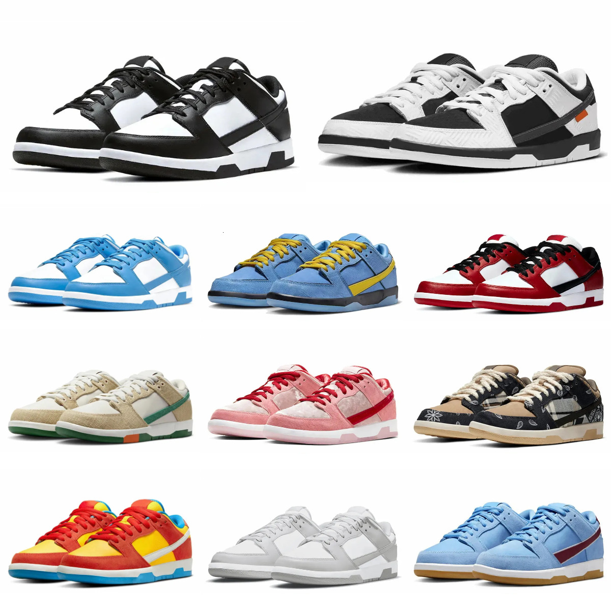 Trainers Low Mens Women Sports Shoes Designer White Black Los Angeles Orange Lobster Outdoor Grey Fog Bart Simpson Jarritos Mummy Phillies UNC Tennis Sneakers V66