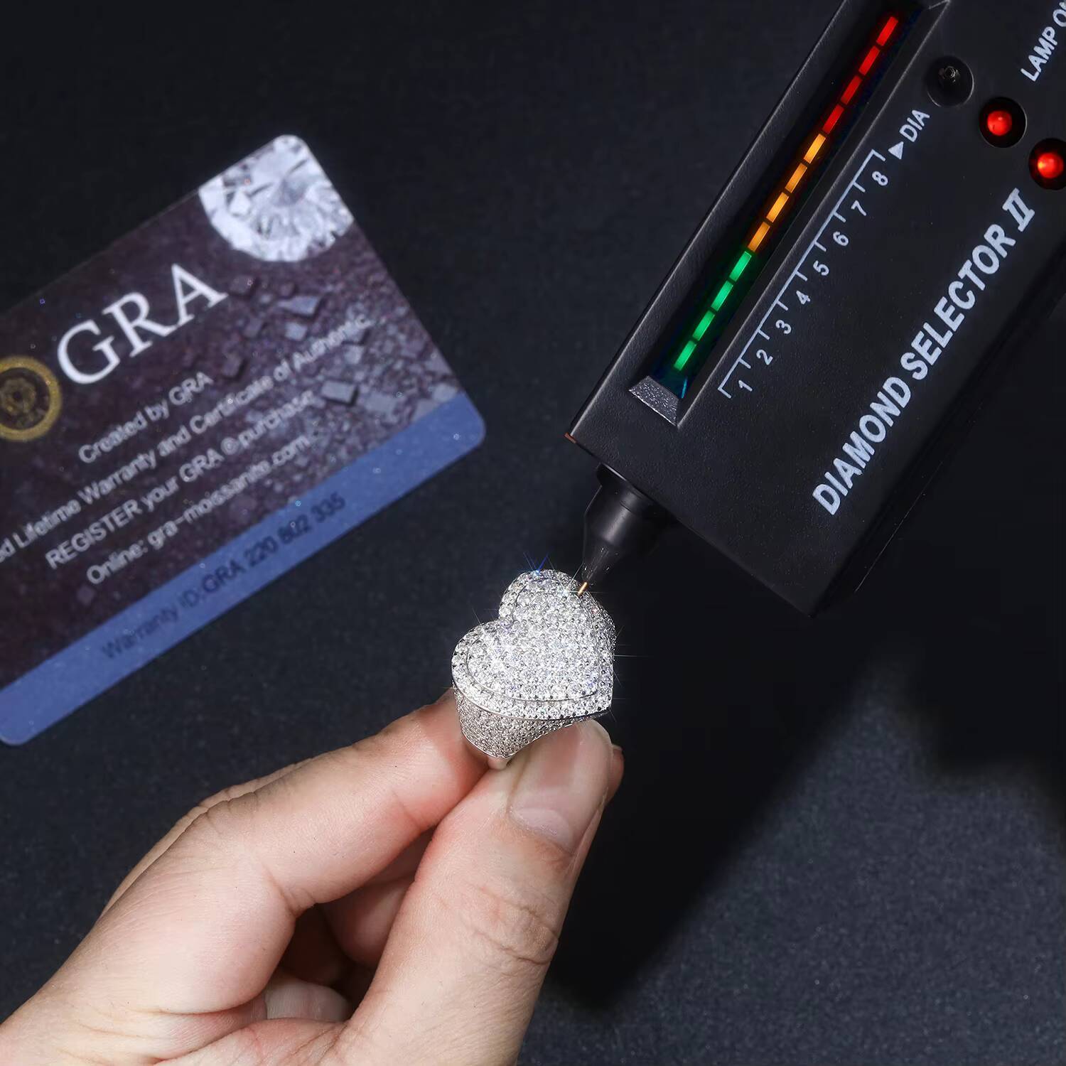 Iced Out Heart Moissanite Ring S925 Silver 18K Gold Plated Factory Direct Trendy Hip Hop Jewelry for Women Gift Design Ring