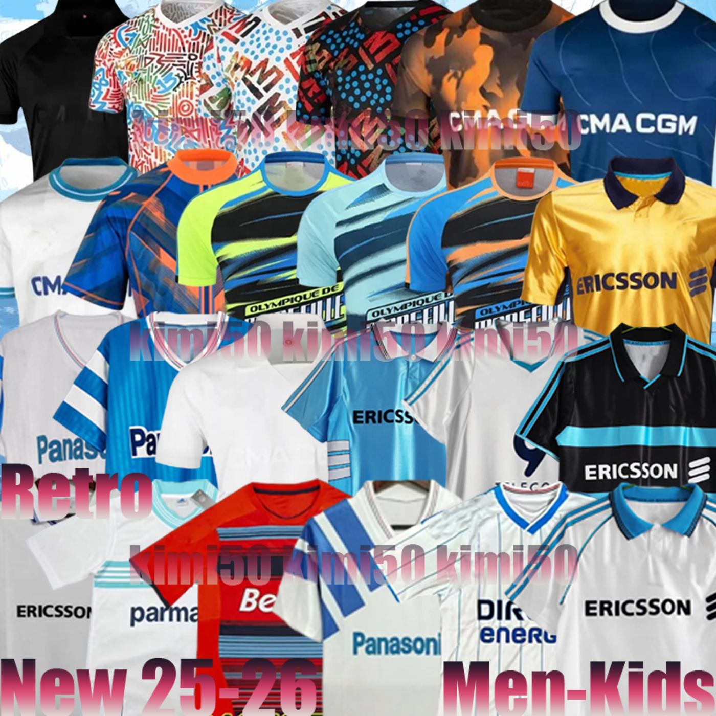 23 24 25 26 classic Vintage 1990 1991 1992 1993 98 99 2000 Top Retro Soccer Jersey 2025 2026 Maillot Olympique De Marseillese Men Football Shirts CANTONA WADDLE Pelrsey