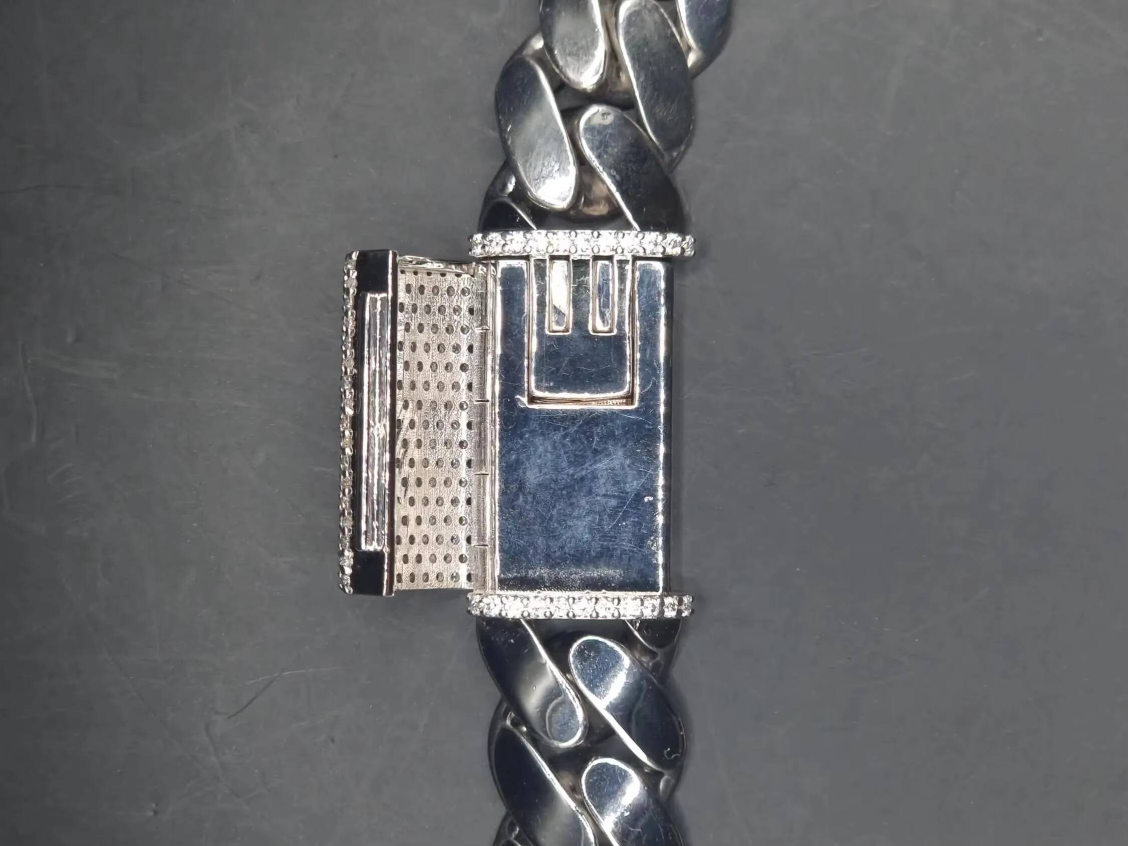 925 Sterling Solid Silver 18mm Plain Miami Cuban Link VVS Moissanite Iced Lock Box Mens Womens Necklace Cuban Chain