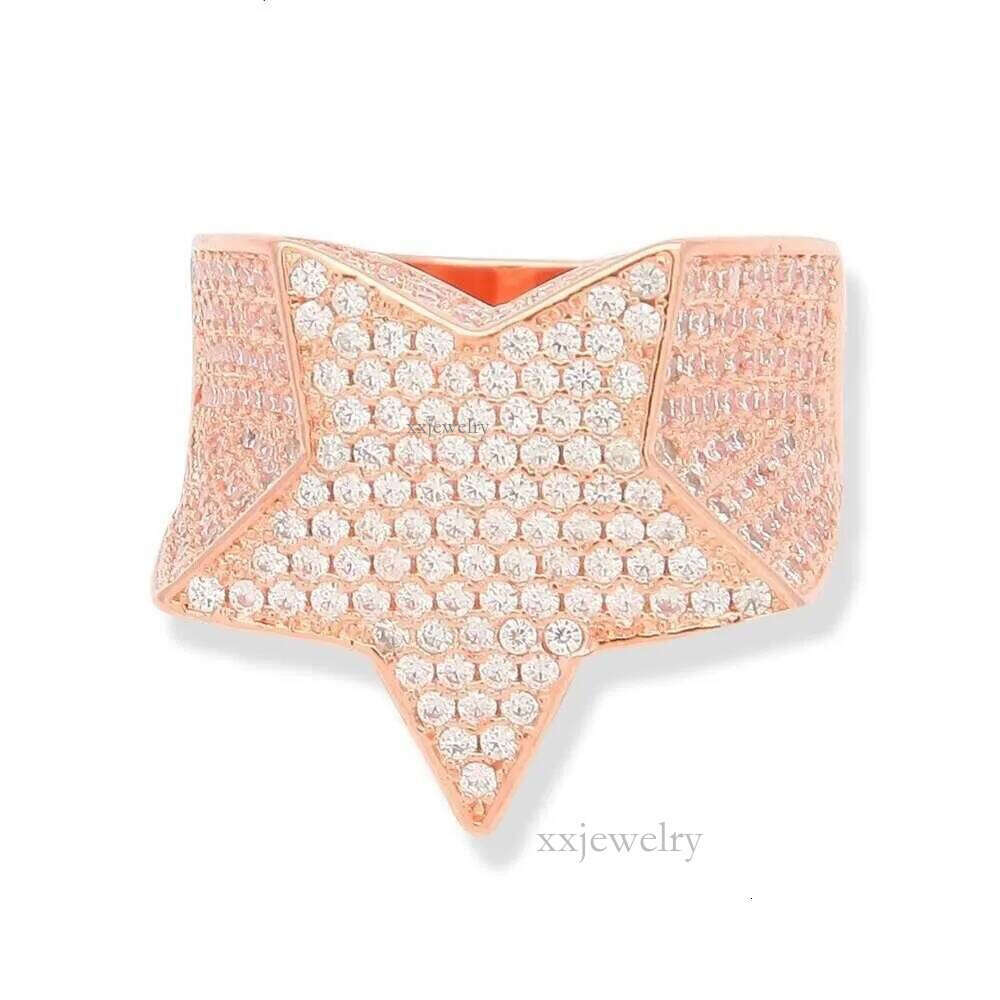 men's passed GRA Dia Five-pointed Men's star Hip Hop trendy moissanite dia gold sterling sier cuban women ring