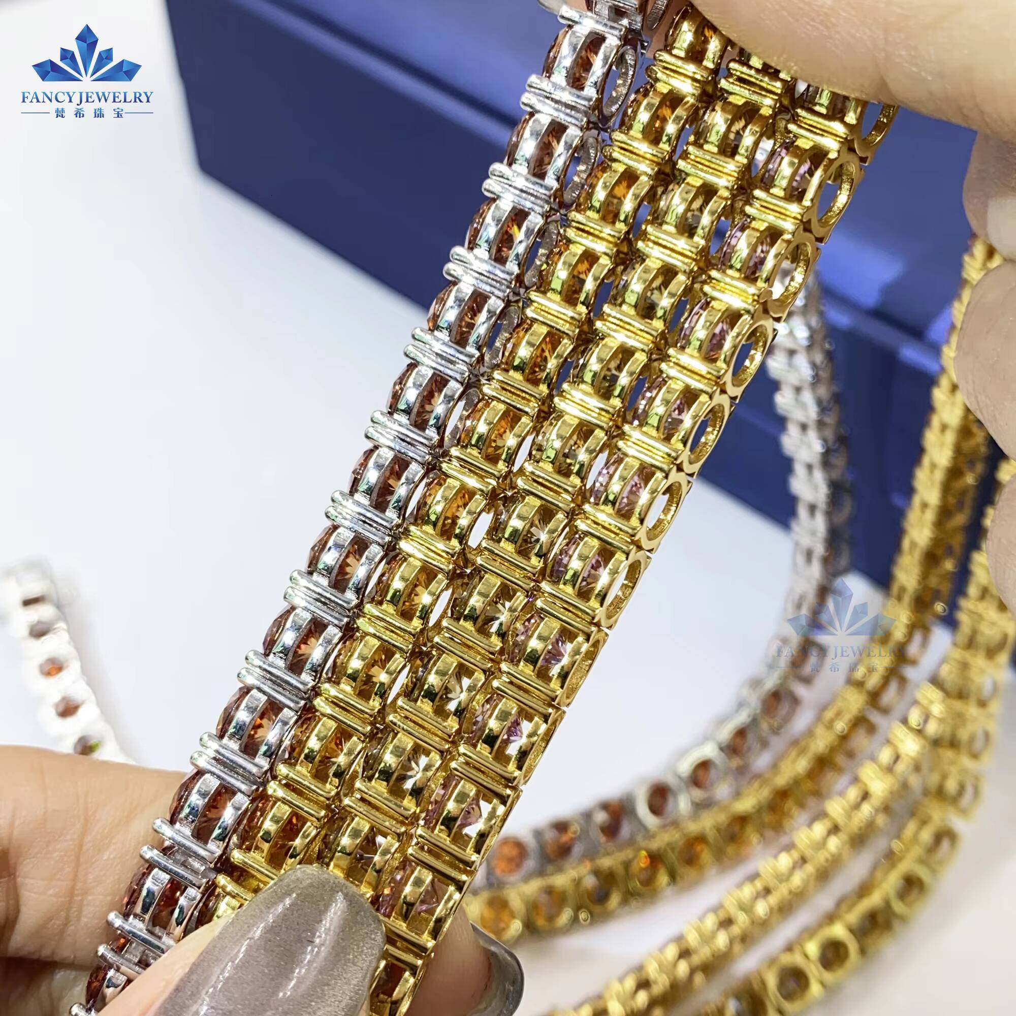 Cheap Price 3/4/5mm Vvs Moissanite Tennis Chain Bracelet Iced Out Pink Red Black Moissanite 925 Sterling Silver Tennis Bracelets