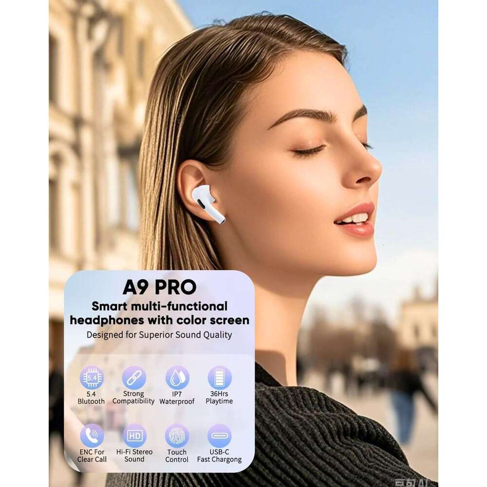 AI Translation Earbuds Real Time with 144 Languages 11 Offline & Touch Screen, iOS/Android App Compatible, 3-in-1 Bluetooth 5.3 Translator Headphones 