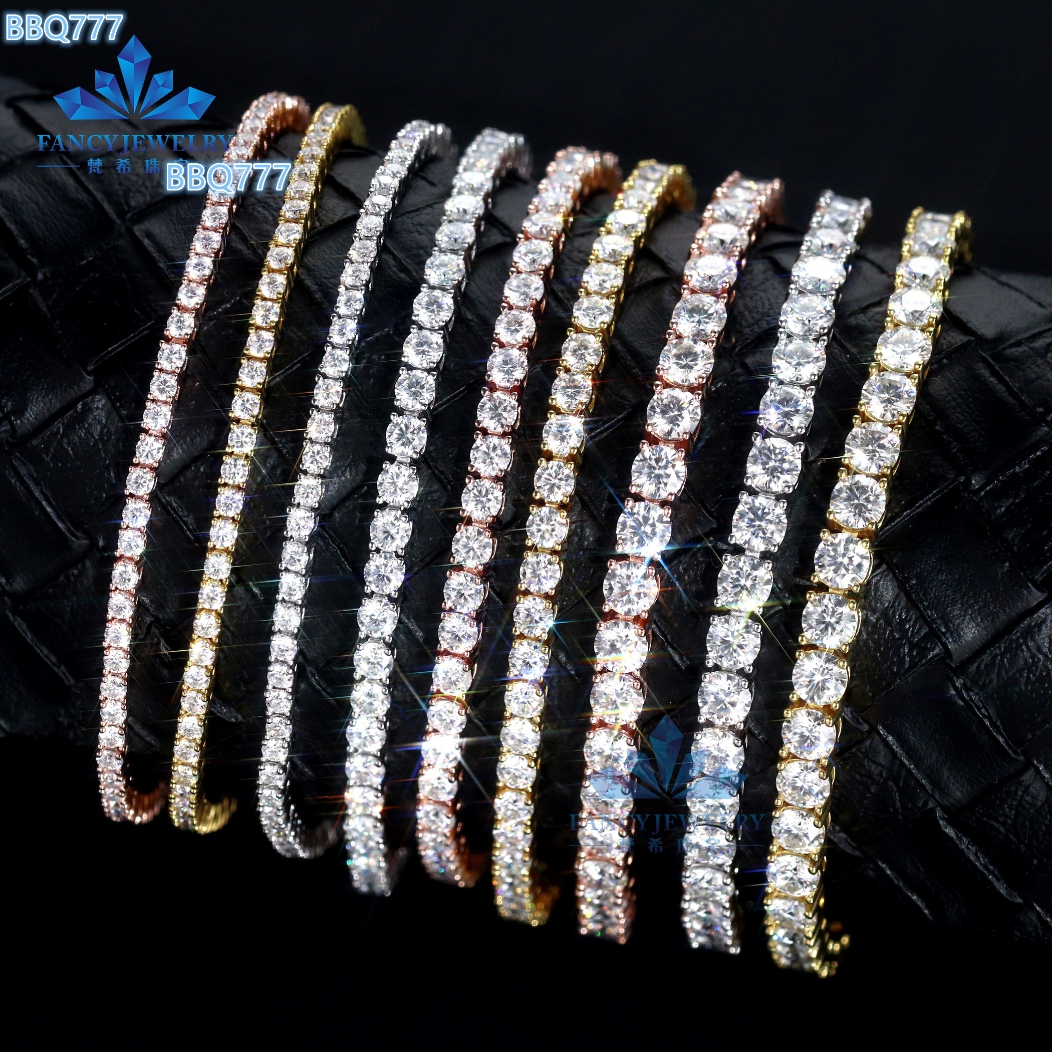 Tennis Necklace Bracelet Iced Out White D VVS Moissanite Diamond Jewelry 925 Silver Tennis Chain