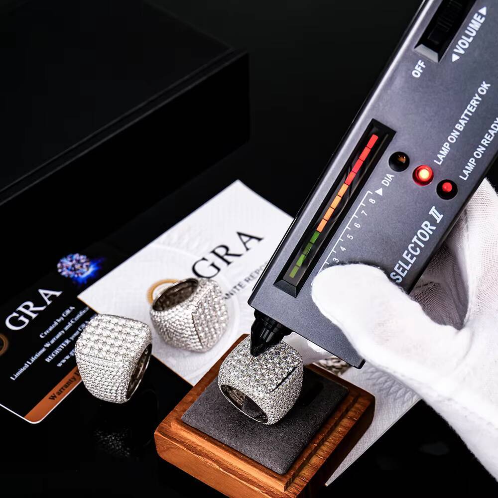 Hip Hop Custom Gra Certified Trending Pure S925 Sterling Silver Jewelry Mossanite Moissanite Diamond Iced Out Cuban Ring for Men