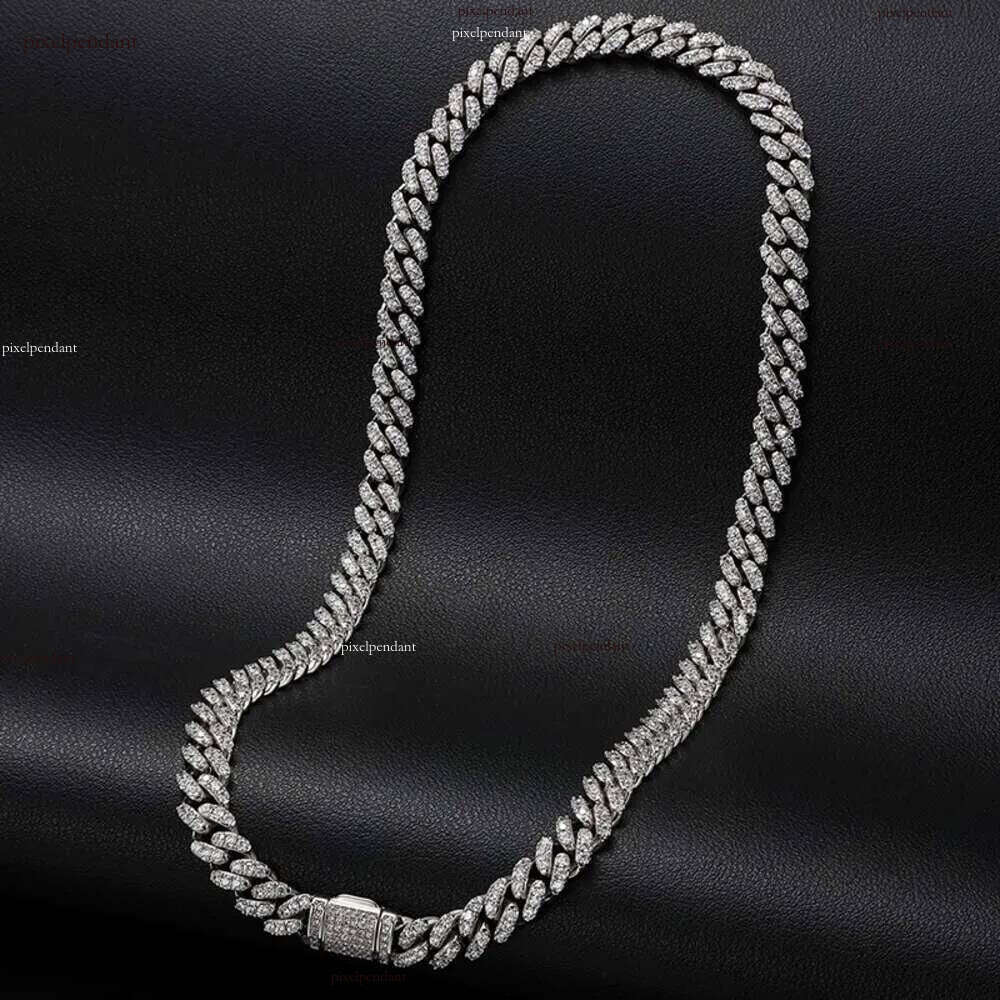 Dropshipping Punk Men Jewelry 8mm Gold Plated Sterling Sier VVS Moissanite Dia Iced Out Cuban Link Chain Necklace