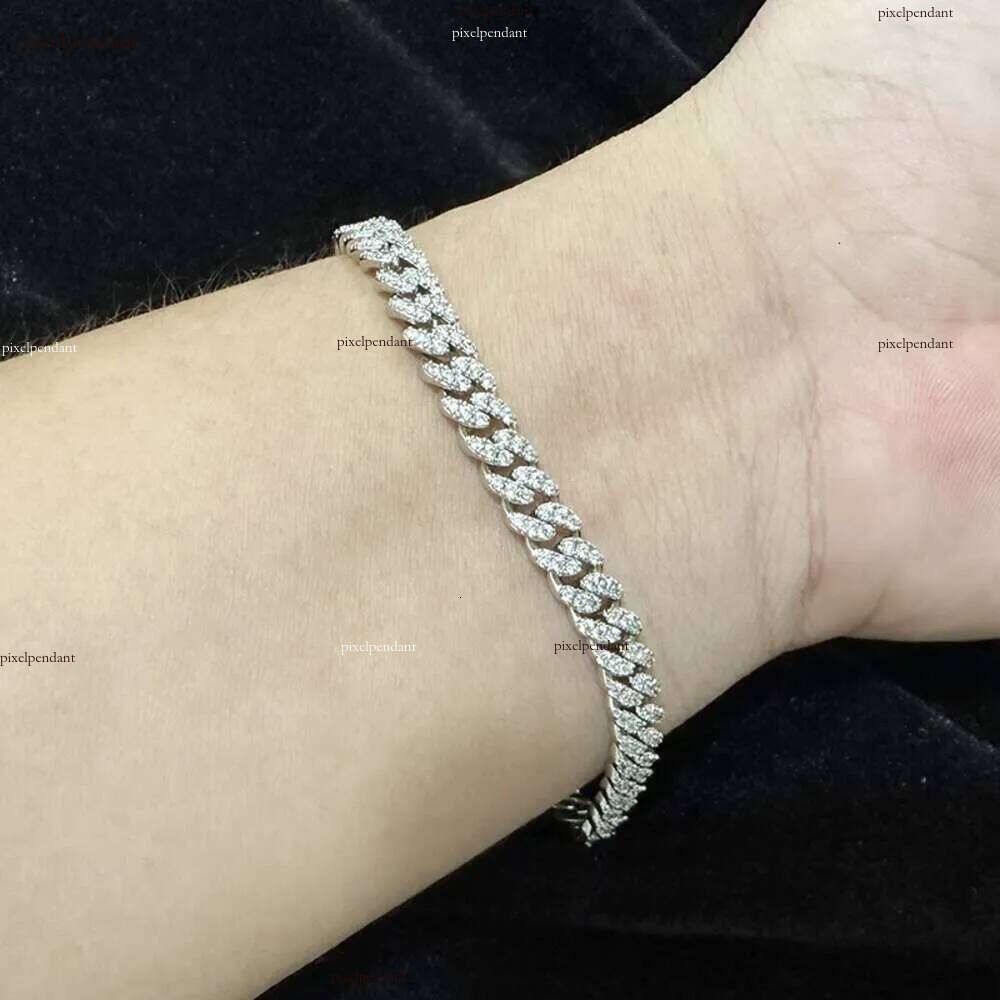 6mm S Sterling Sier Iced Out VVS Moissanite cuban link Bracelet Women Jewelry Dia Test Necklace