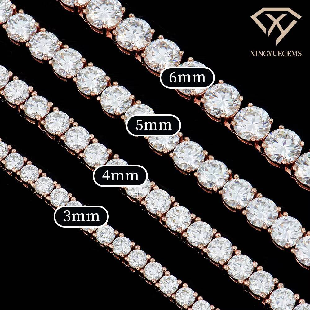 Moissanite Colored Tennis Necklace 2-6mm Width 925 Sterling Silver Pass Diamond Test Hip Hop Jewelry Fashion Design Gift for Man