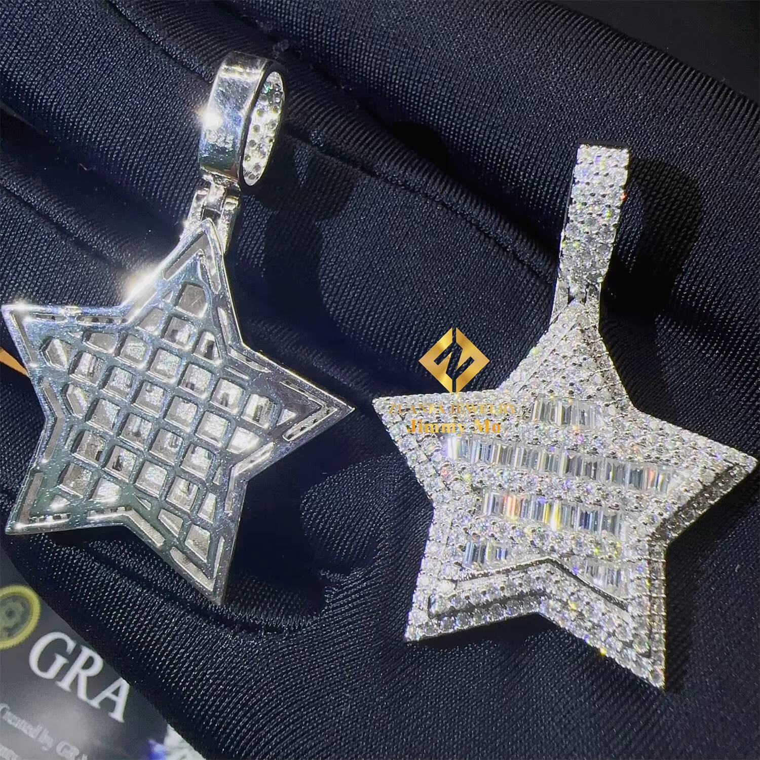 GRA Certificates Pass Diamond Tester Iced Out Fire Jewelry 925 Silver VVS1 Baguette Moissanite Diamond Pendant Necklace Gift