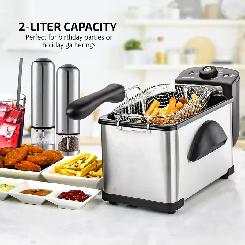 electric deep fryer 1500W 2L electric oil fryer stainless steel household small kitchen appliances electric fryer chips fryer fries fryer chicken frye