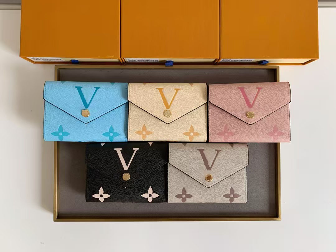 Women Wallet Tifold Luxury Envelope Card Holder Purse Multipurpose Zip Coin Cowhide Short Lady Wallet