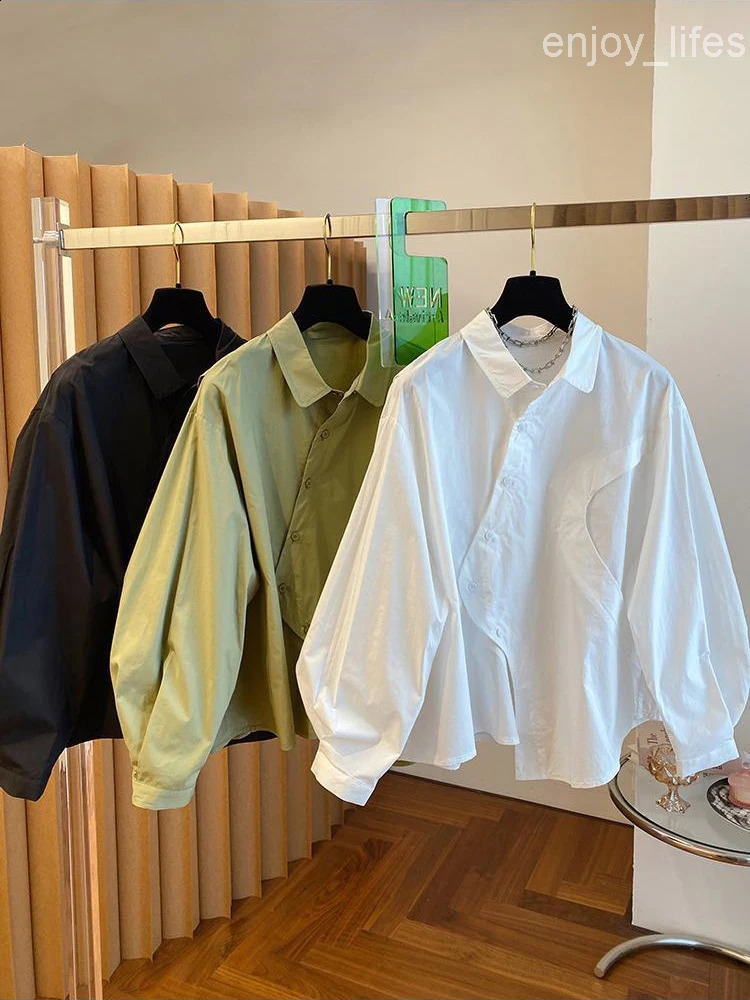Chic Niche Irregular Shirt Womens Spring Unique Temperament Tops Loose Casual Shirts