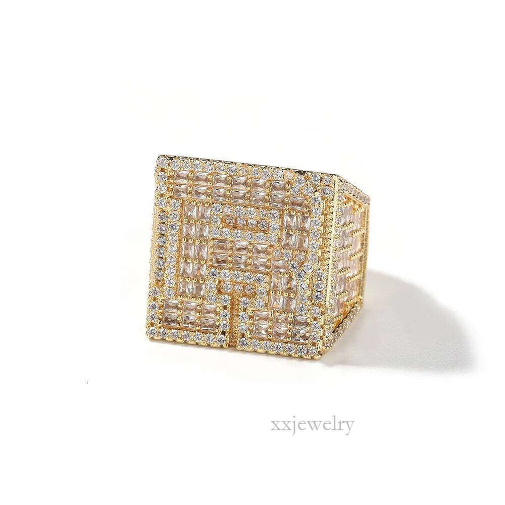 Hip Hop Custom Sterling Sier Cz Moissanite Rings Jewelry Iced Out Gold Plated A-Z Letter Ring For Men