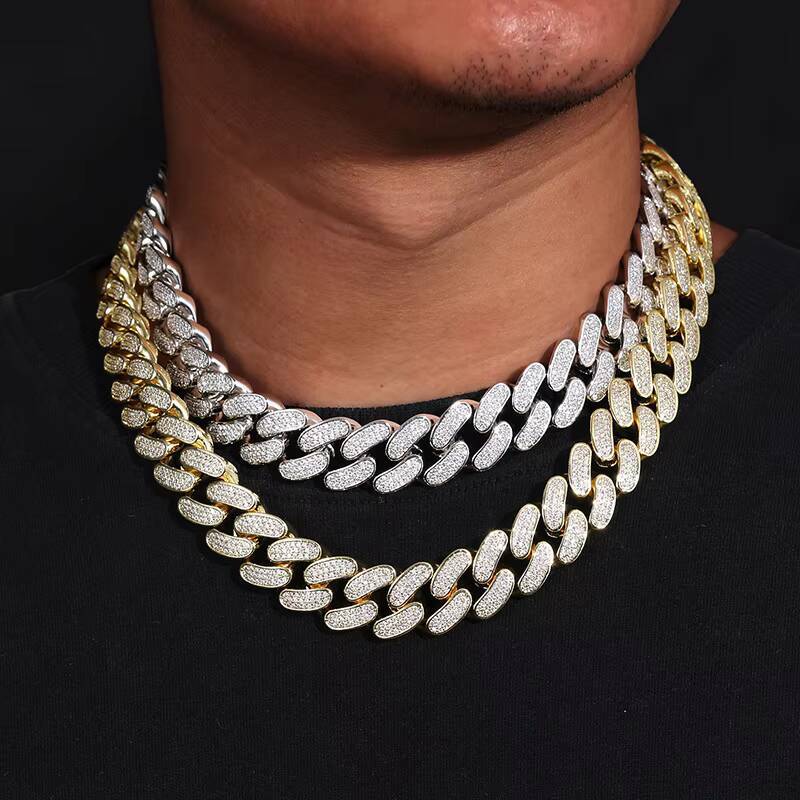 18mm Triple Row CZ Cuban Link Chain for Men Thick 18K Gold Plated Hip Hop Necklace High Quality Streetwear Jewelry Wholesale