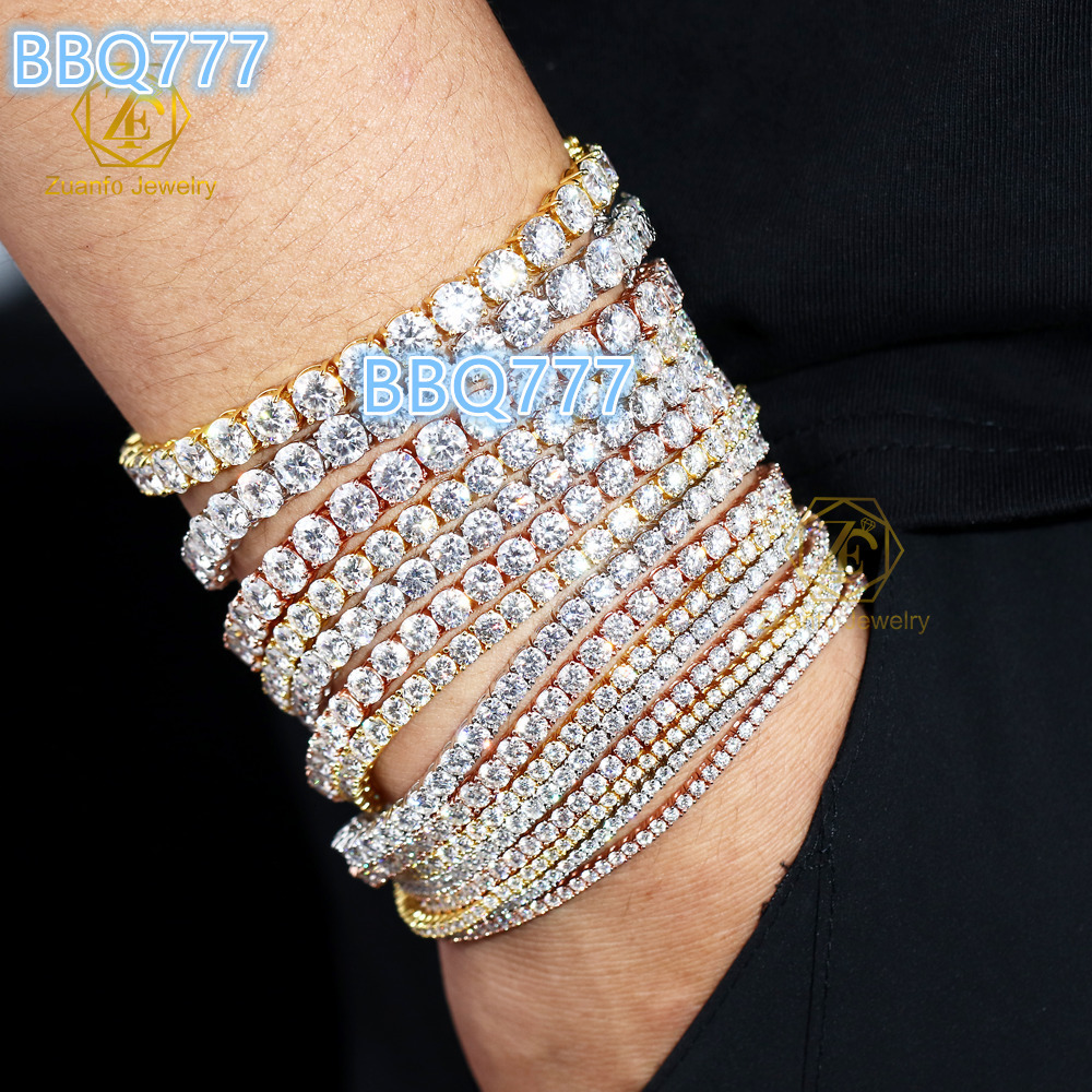 Hiphop Style 100% 925 Silver Mens Chain Cheap Price 2mm-6.5mm Width D VVS Moissanite Tennis Chain for Daily Wear
