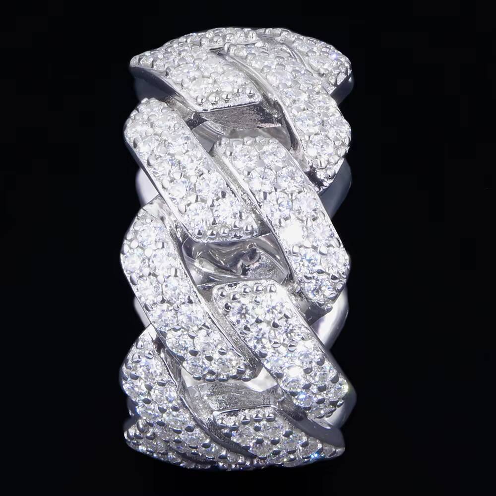 Cuban Ring Hiphop 925 Silver Moissanite D VVS1 Pass Diamond Test Wholesale Jewelry Factory Party Jewelry for Men