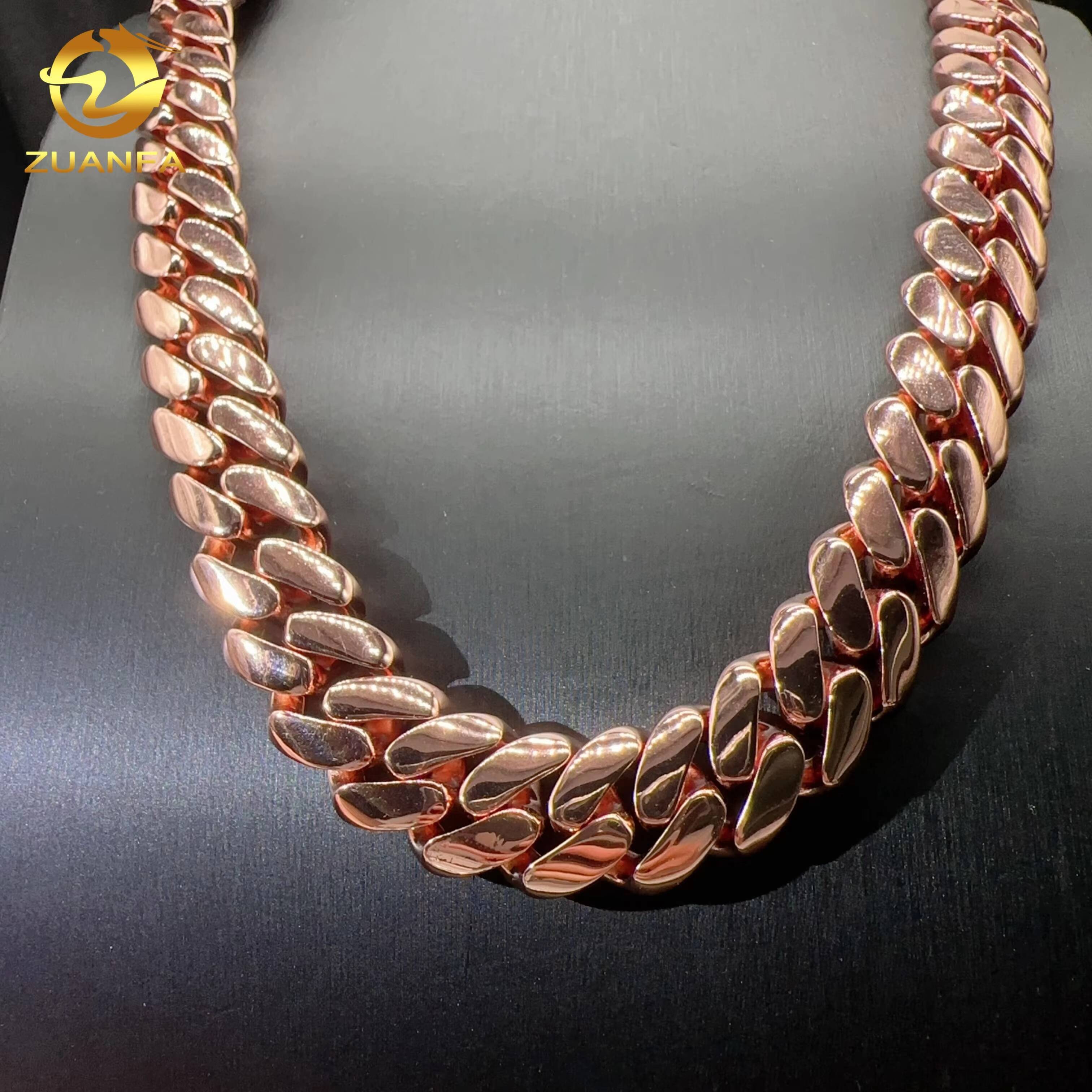 16MM Width Sterling Silver 925 Cuban Chain VVS Moissanite Diamond Lock Hip Hop Real Gold Plated Plain Cuban Link Chain