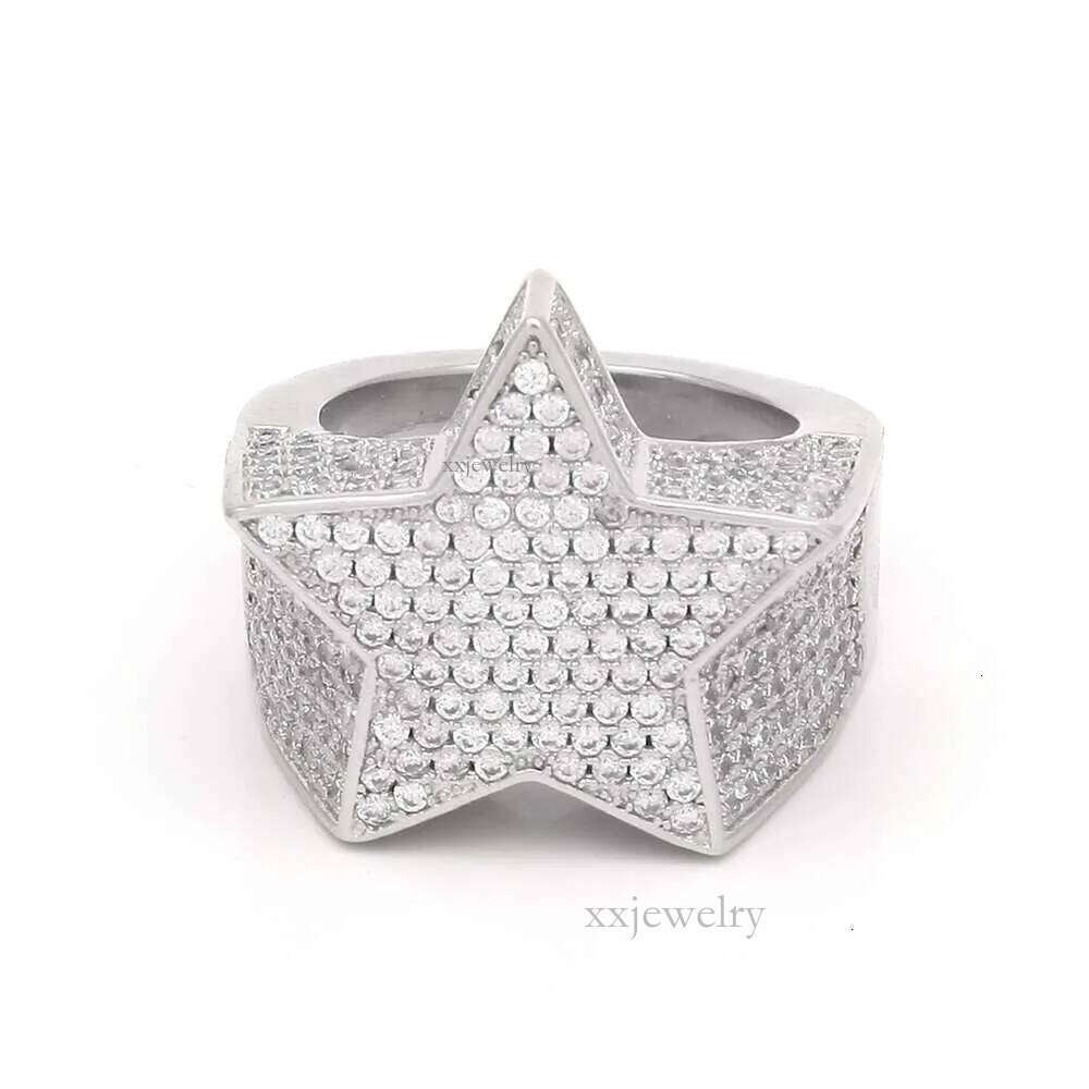 men's passed GRA Dia Five-pointed Men's star Hip Hop trendy moissanite dia gold sterling sier cuban women ring