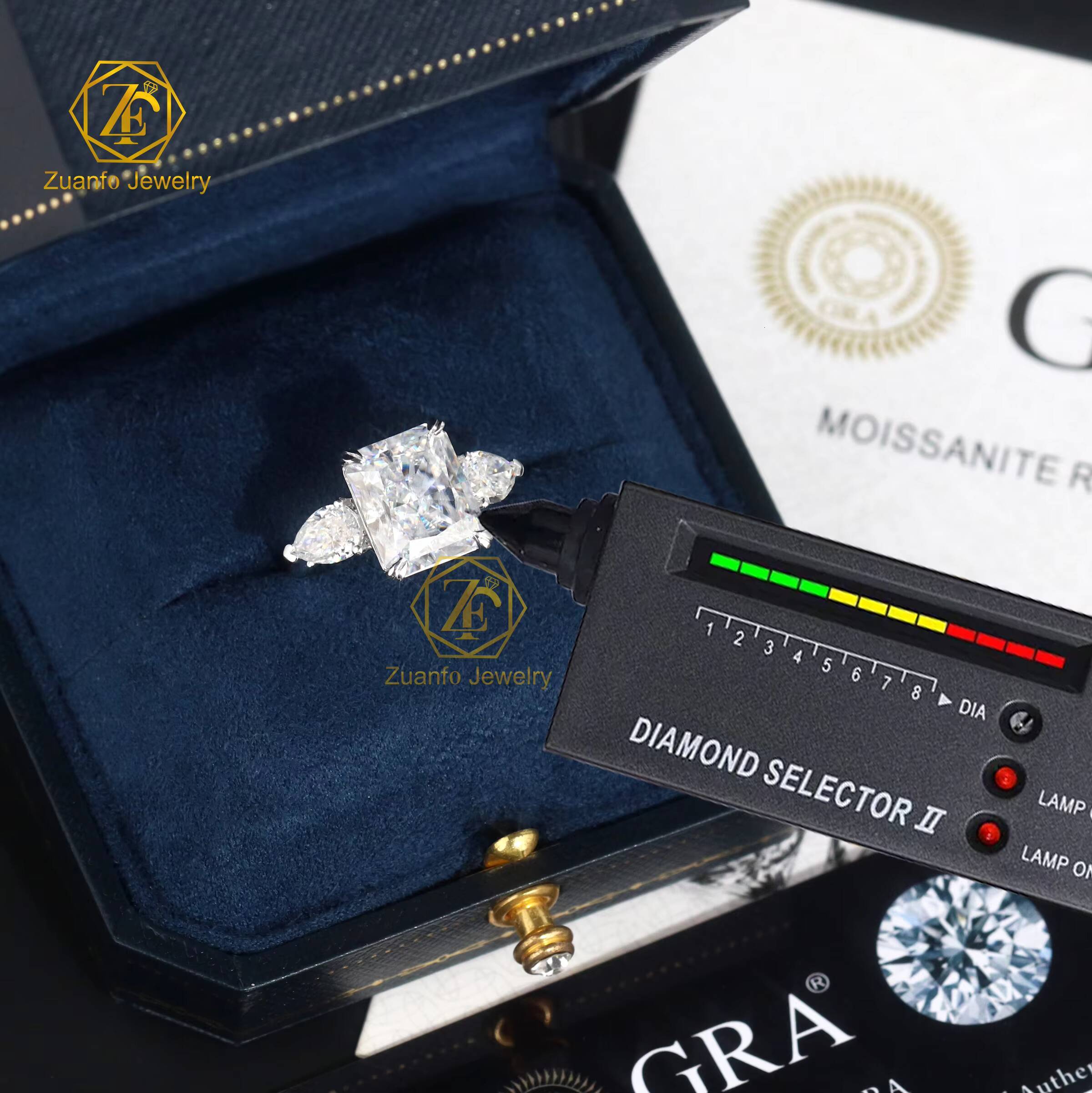 Manufacturer Custom Ring Solid 10K 14K 18K Gold Diamond VVS Moissanite 1-5ct Radiant Shape Custom Jewlery Custom Ring