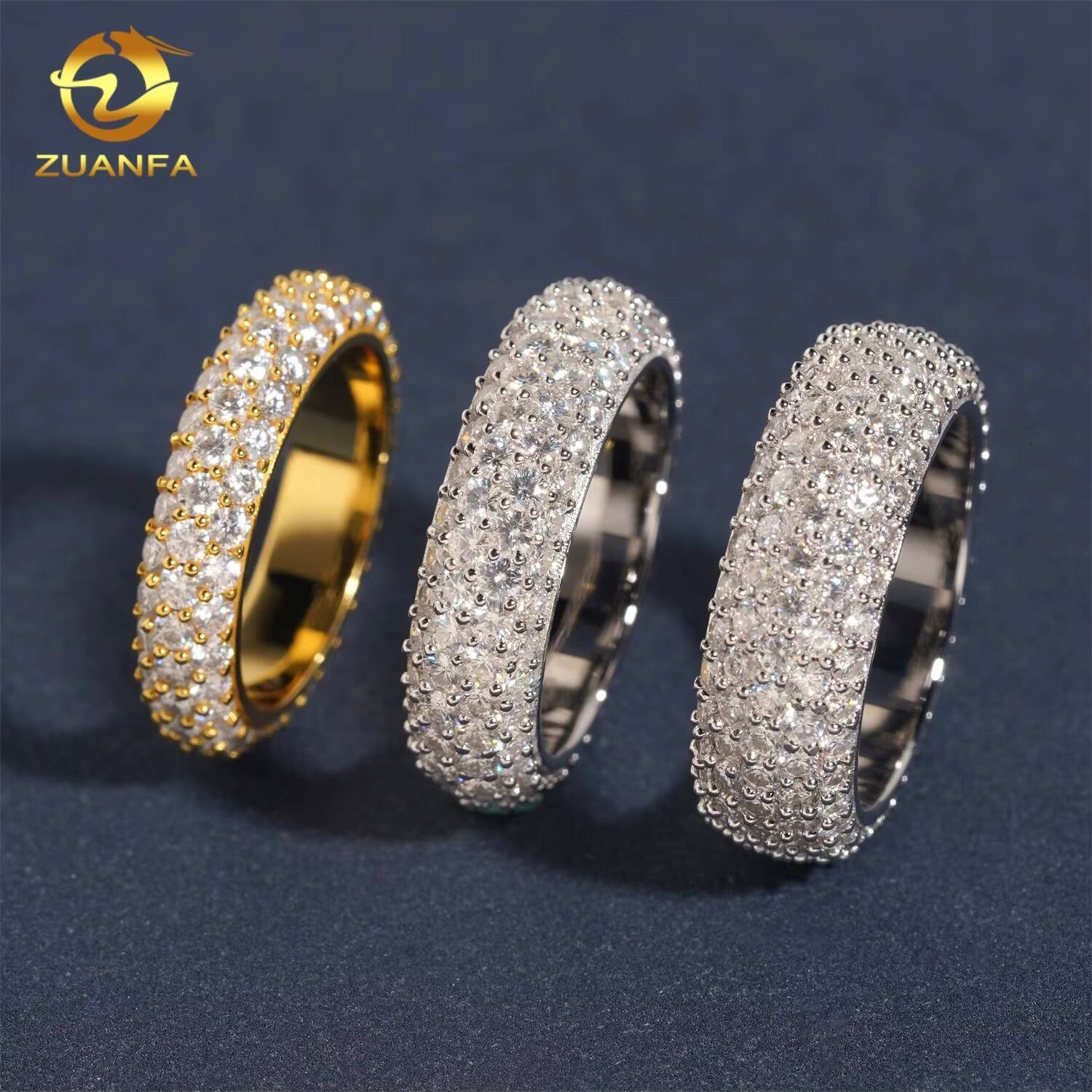 Popular Gemstone Jewelry Wholesale Price Iced Out 925 Silver Eternity Band Men Moissanite Hip Hop Ring